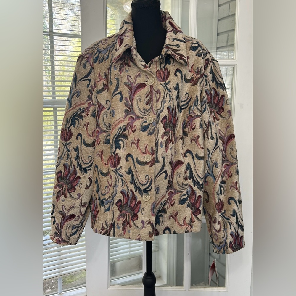 Oscar de la Renta Vintage Floral Tapestry Blazer Women’s Plus Size 24W